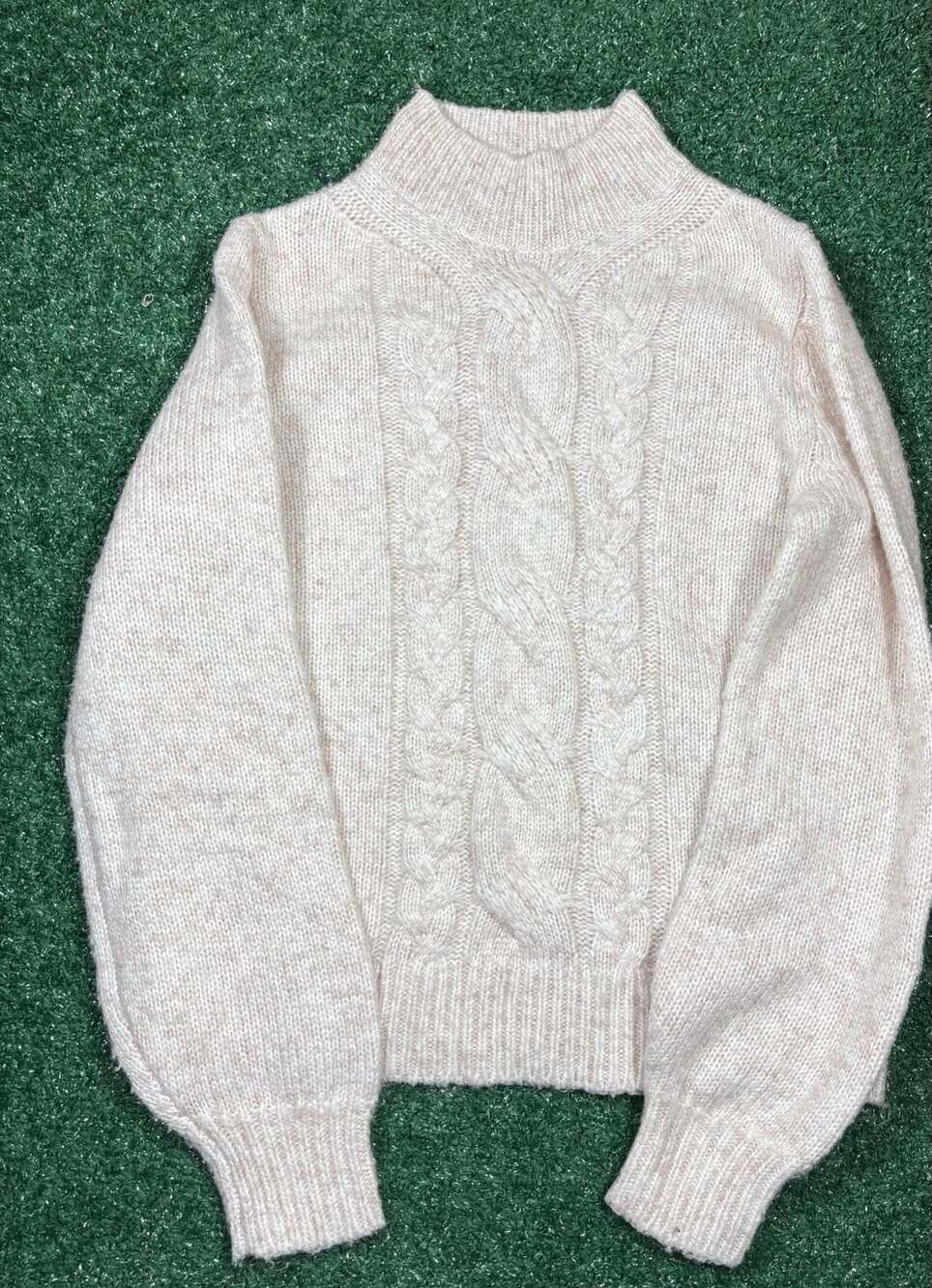 Banana Republic Cable Knit Mock Neck Sweater Size XS Beige